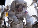 Peggy Whitson, KC5ZTD, during a January spacewalk. [NASA photo]